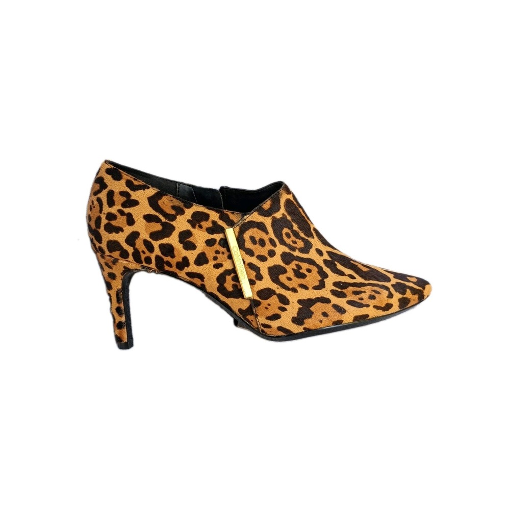 Calvin Klein Jeanna Leopard Haircalf Stiletto Ankle Boots Womens 9.5